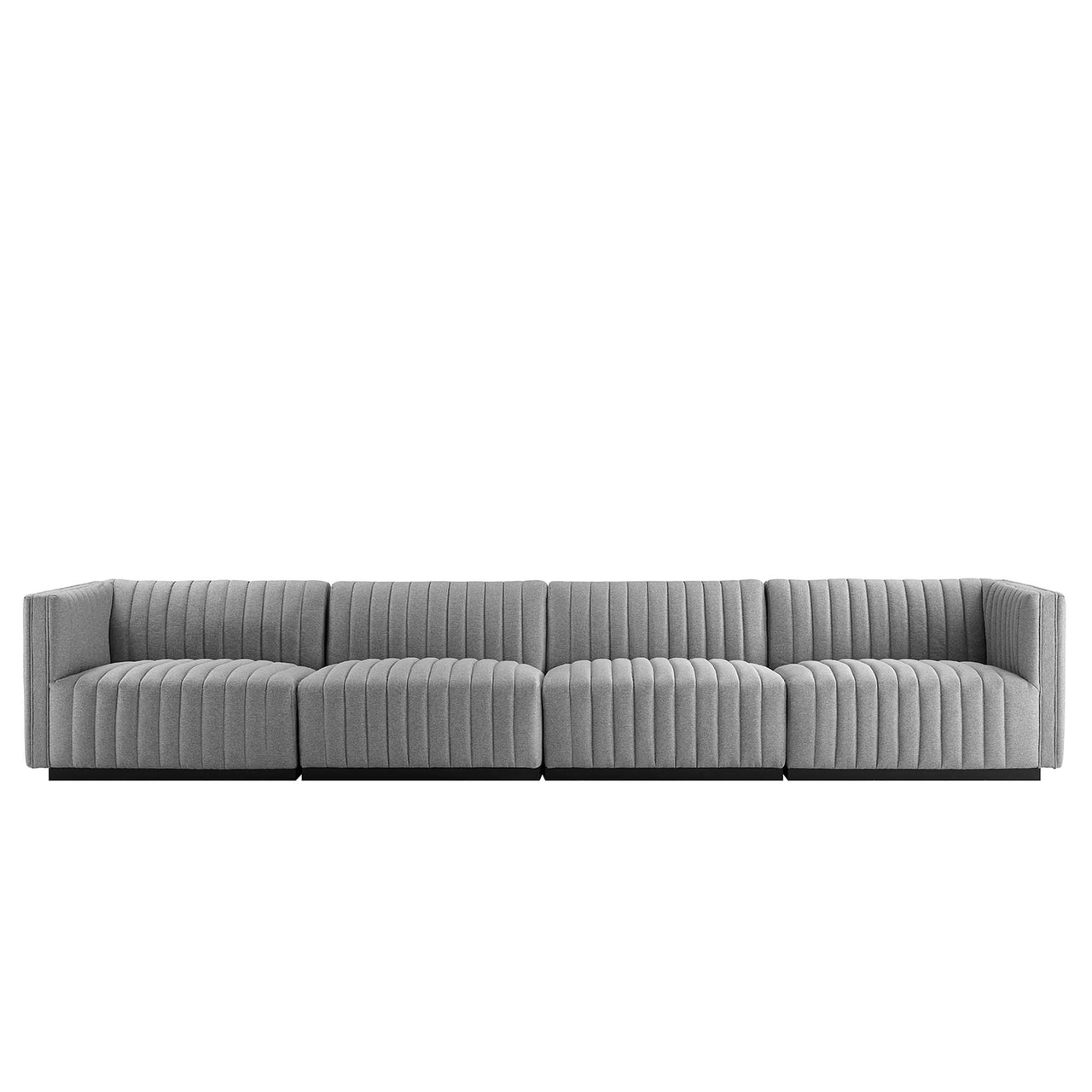 Evoke 4-Piece Fabric Sofa Sectional, Black & Light Gray