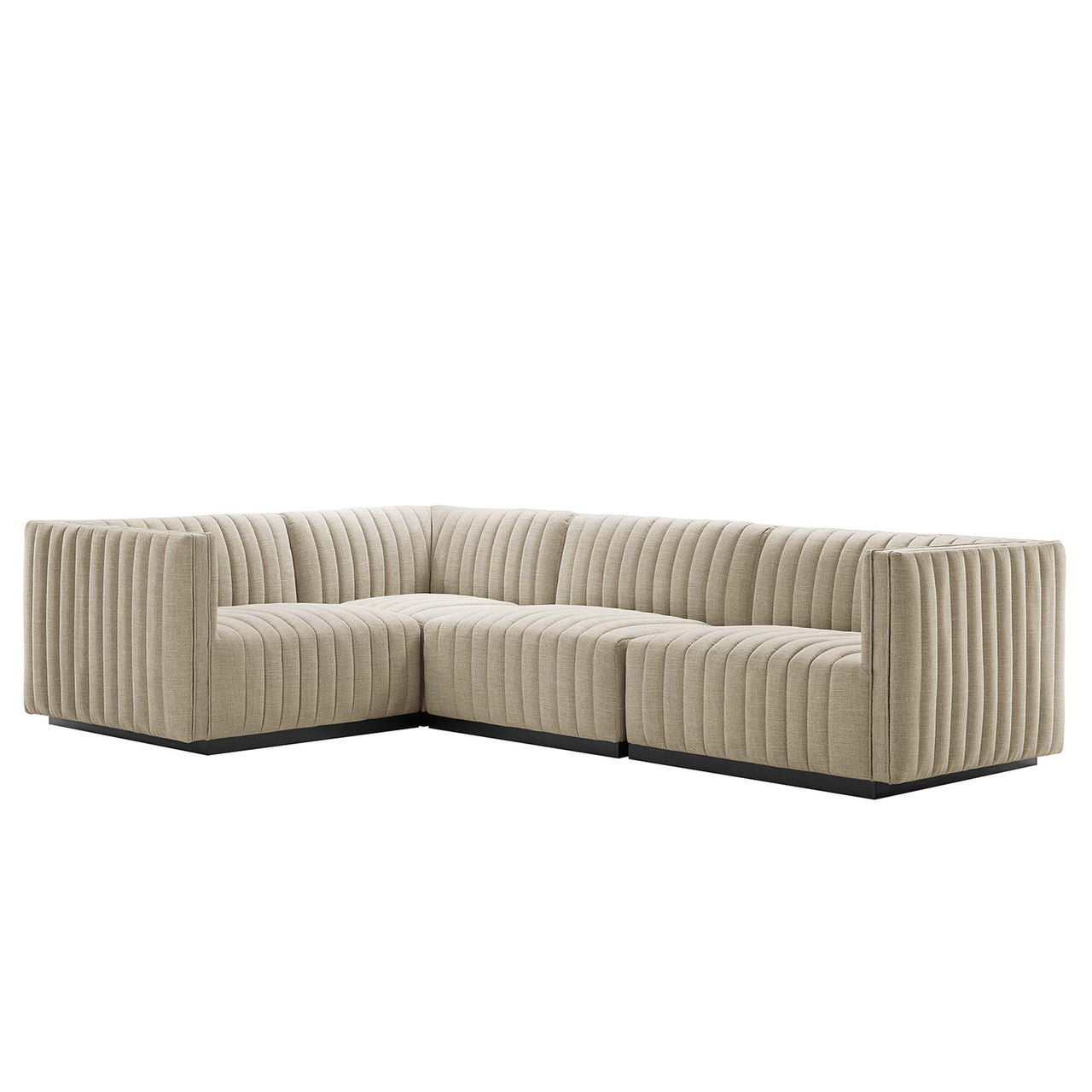 Evoke 4-Piece Fabric L-Shaped Sectional, Black & Beige