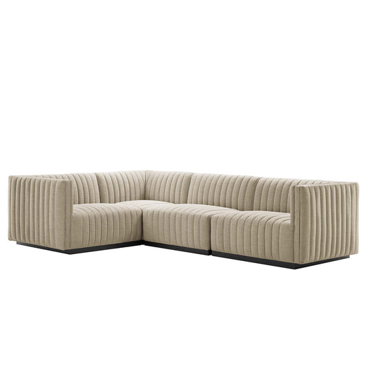 Evoke 4-Piece Fabric L-Shaped Sectional, Black & Beige