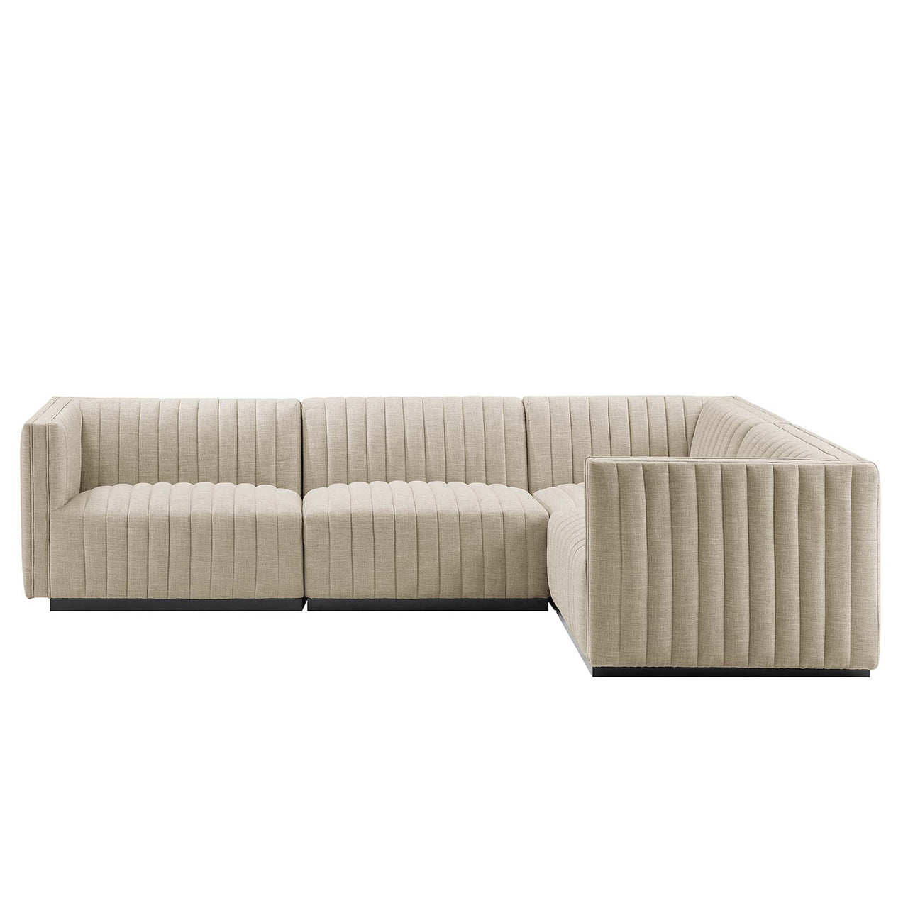 Evoke 4-Piece Fabric L-Shaped Sectional, Black & Beige