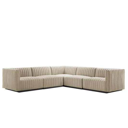 Evoke 5-Piece Fabric L-Shaped Sectional, Black & Beige