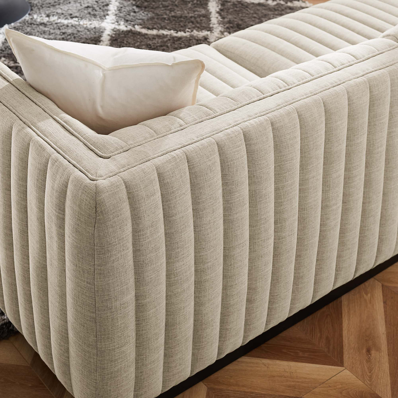 Evoke 5-Piece Fabric L-Shaped Sectional, Black & Beige
