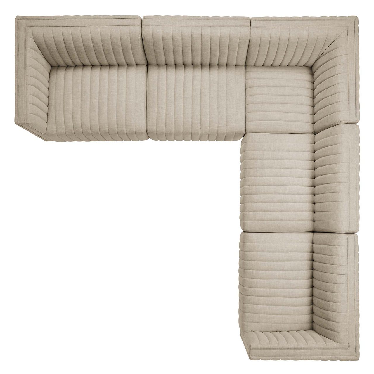 Evoke 5-Piece Fabric L-Shaped Sectional, Black & Beige