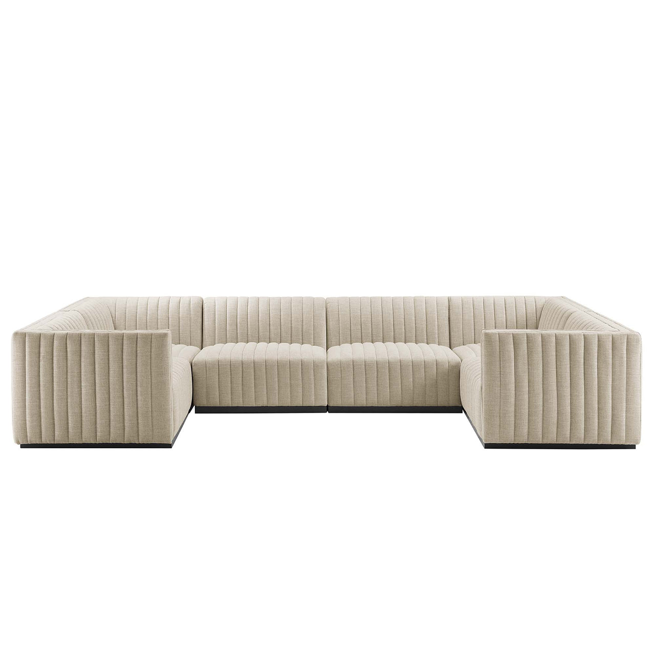Evoke 6-Piece Fabric U-Shaped Sectional, Black & Beige