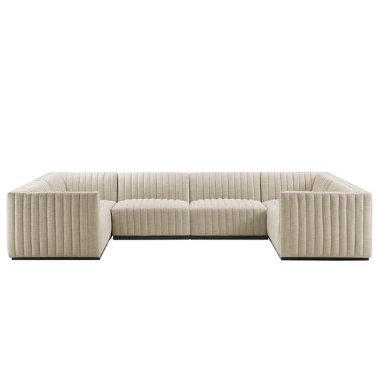 Evoke 6-Piece Fabric U-Shaped Sectional, Black & Beige