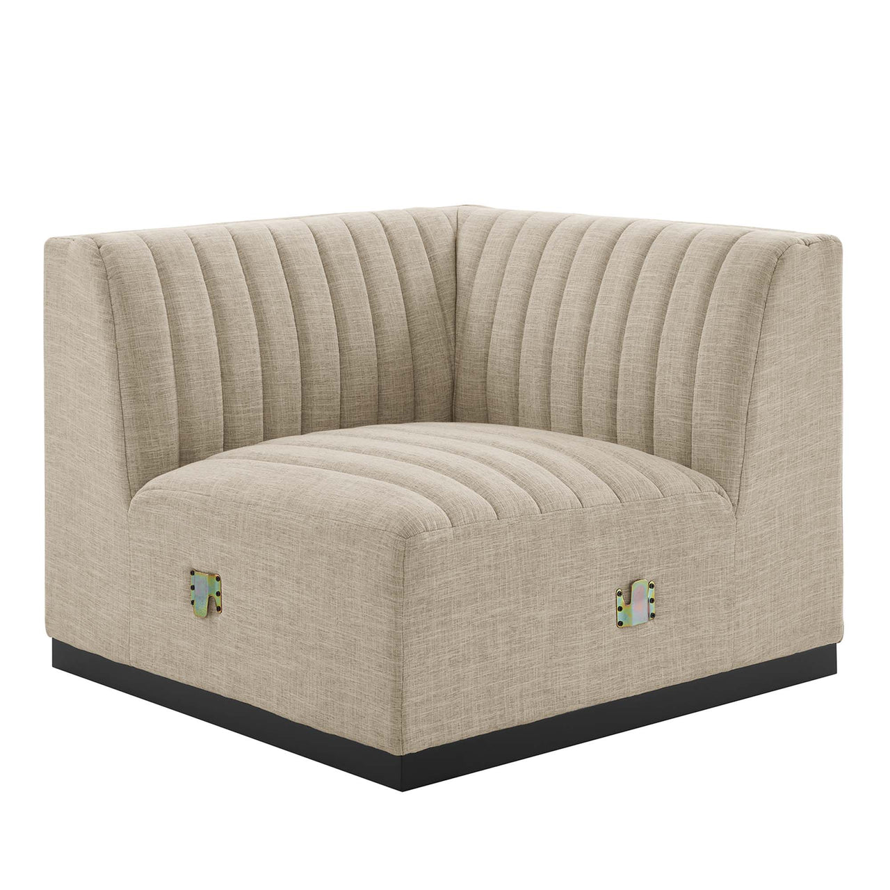 Evoke 6-Piece Fabric U-Shaped Sectional, Black & Beige