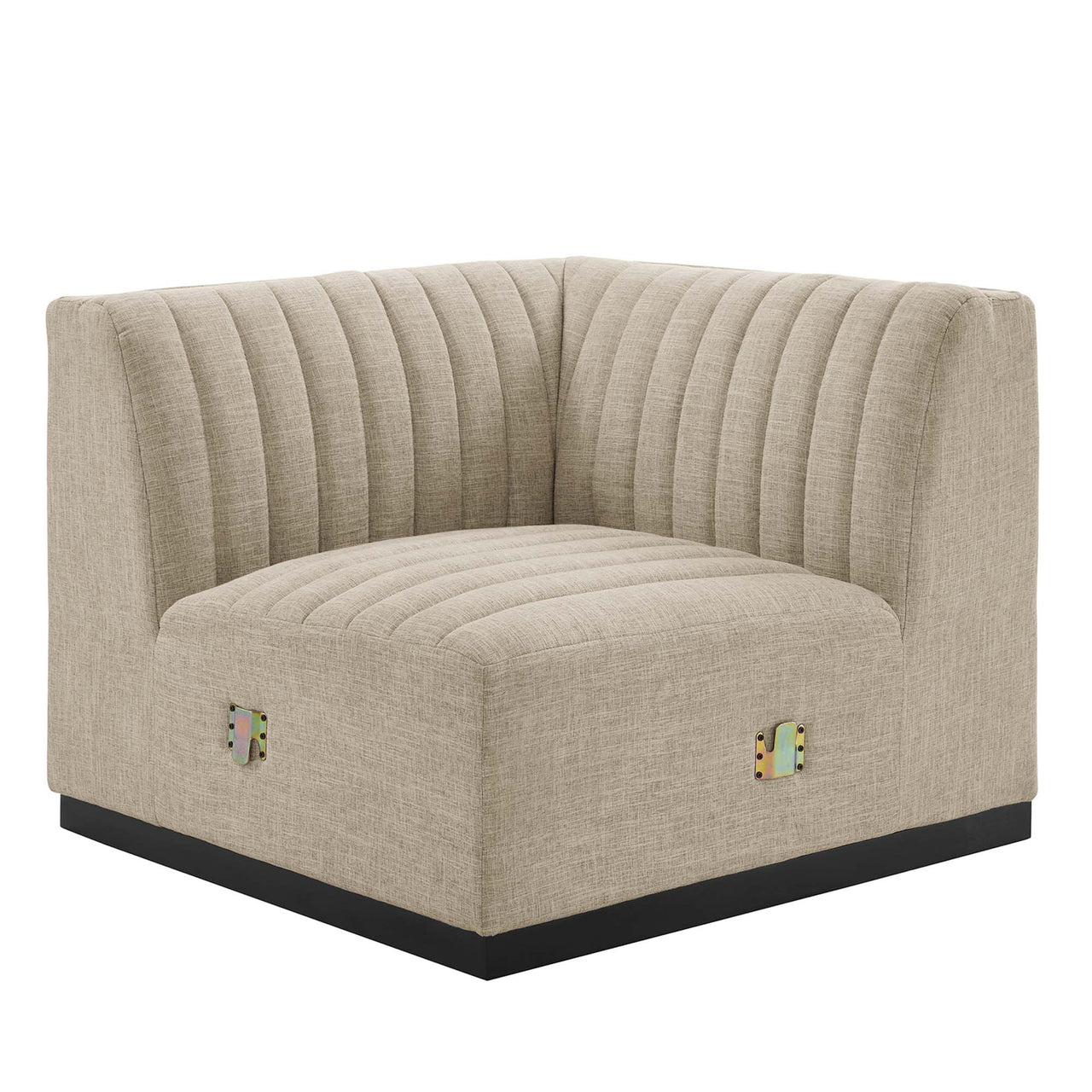 Evoke 6-Piece Fabric U-Shaped Sectional, Black & Beige