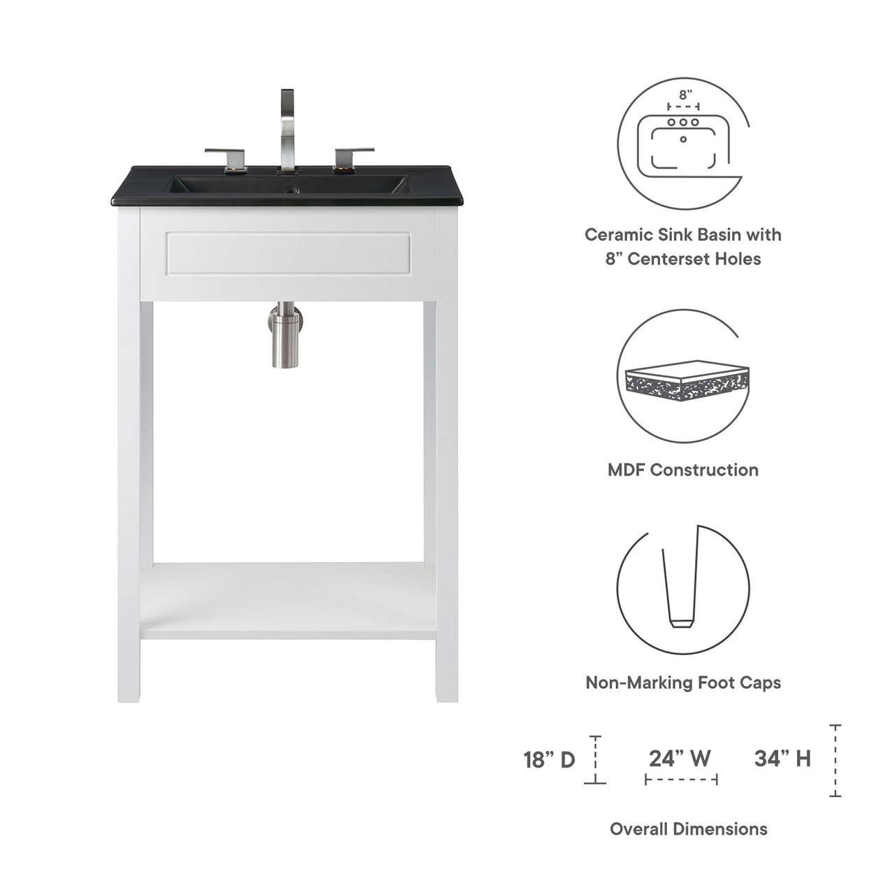 Altis Vanity Unit, Small, White & Black