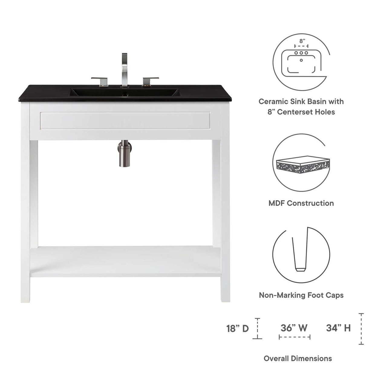 Altis Vanity Unit, Large, White & Black