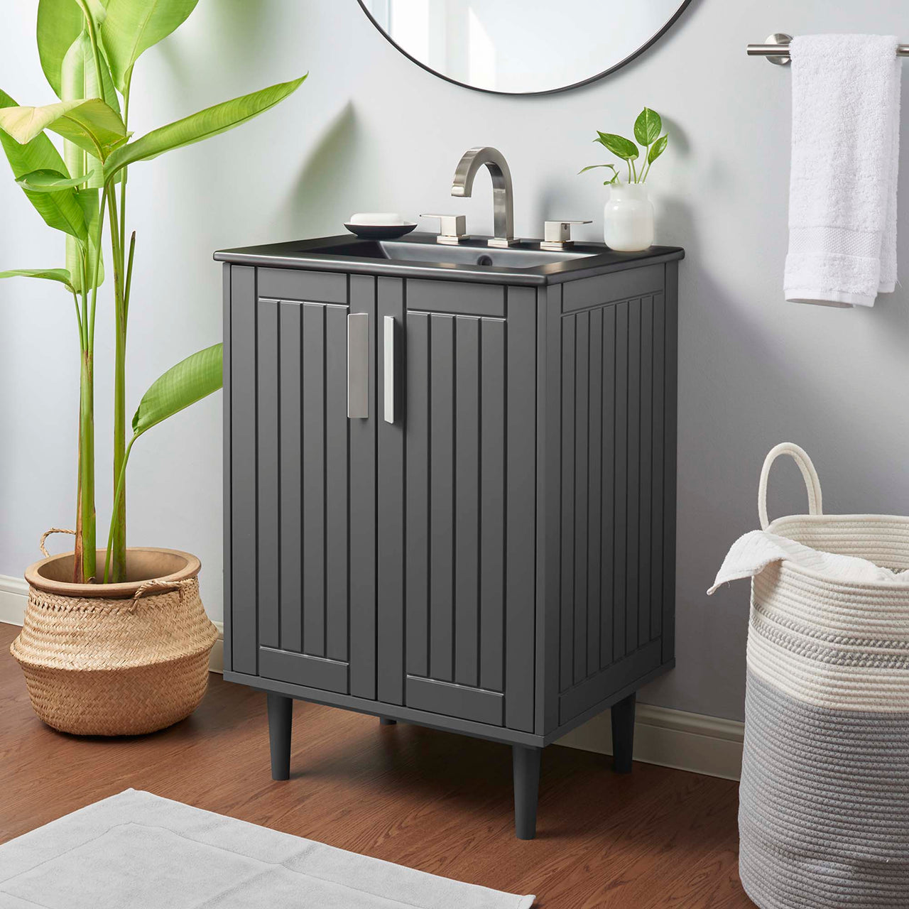 Augustus Vanity Unit, Small, Gray & Black