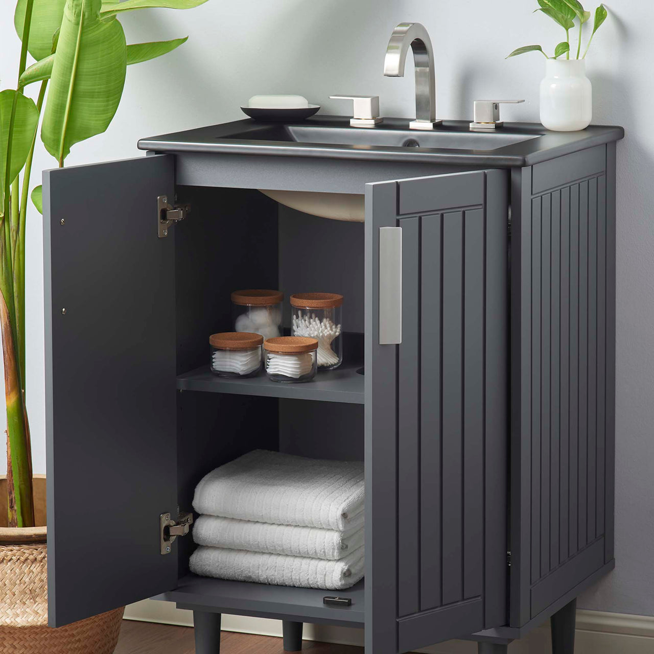 Augustus Vanity Unit, Small, Gray & Black