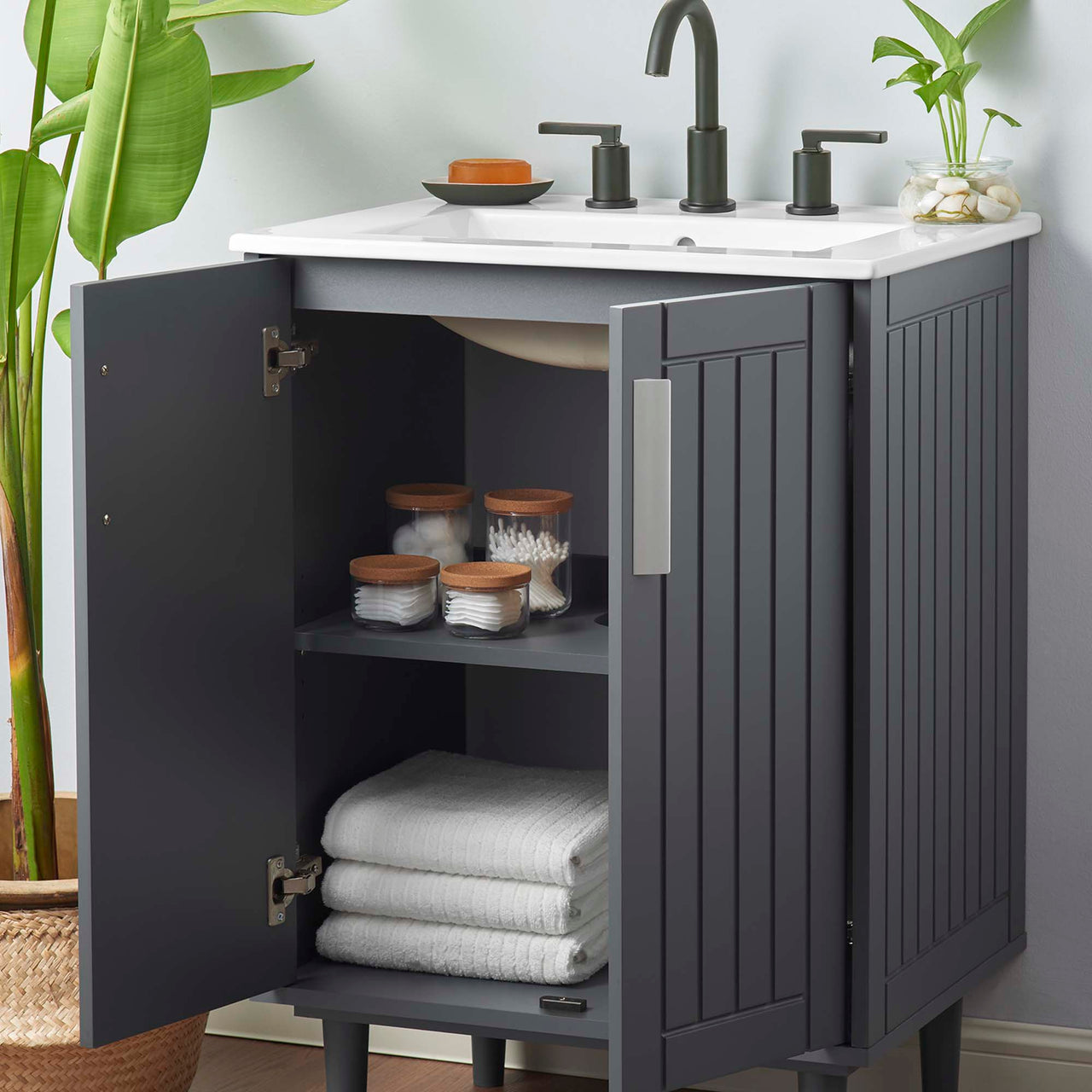 Augustus Vanity Unit, Small, Gray & White