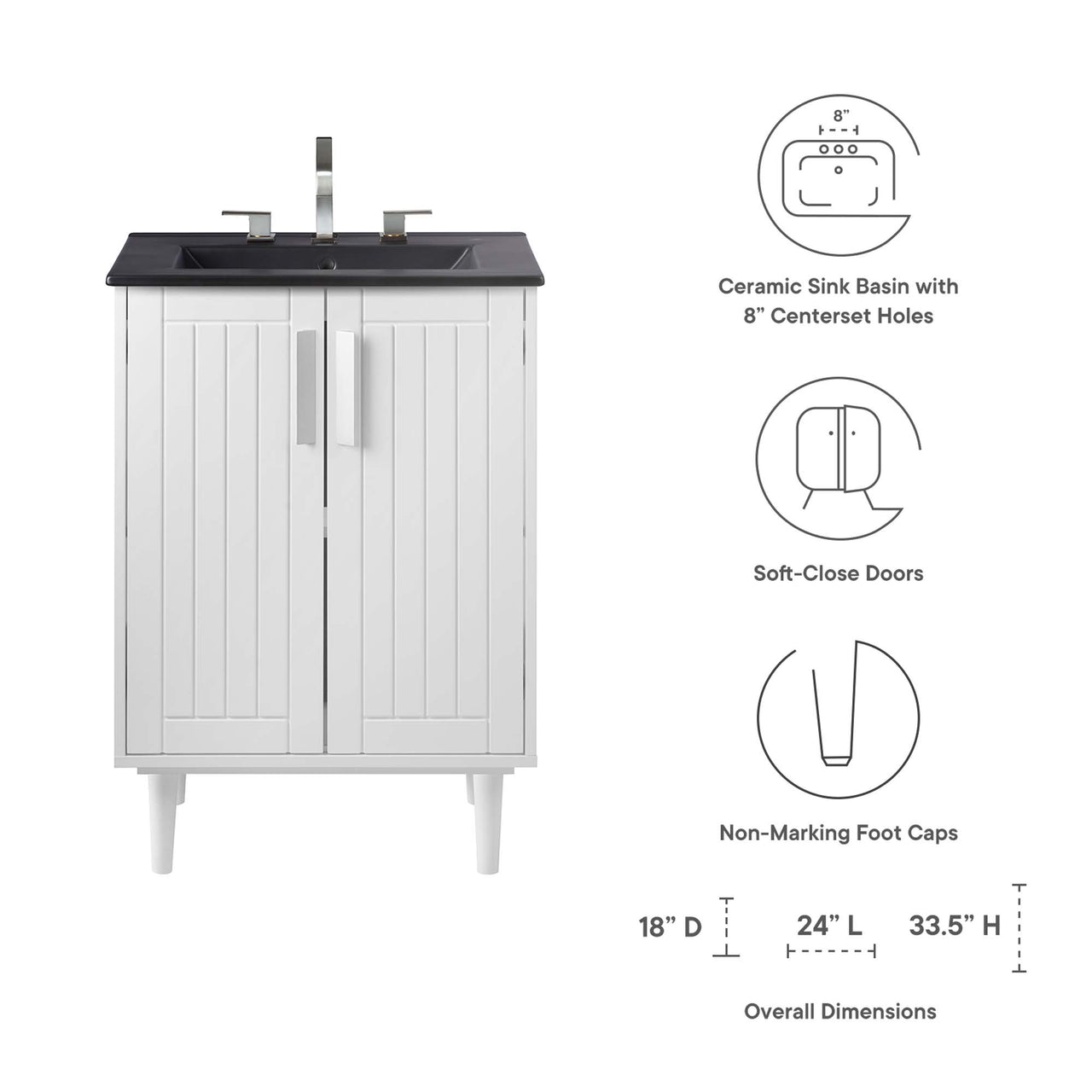 Augustus Vanity Unit, Small, White & Black