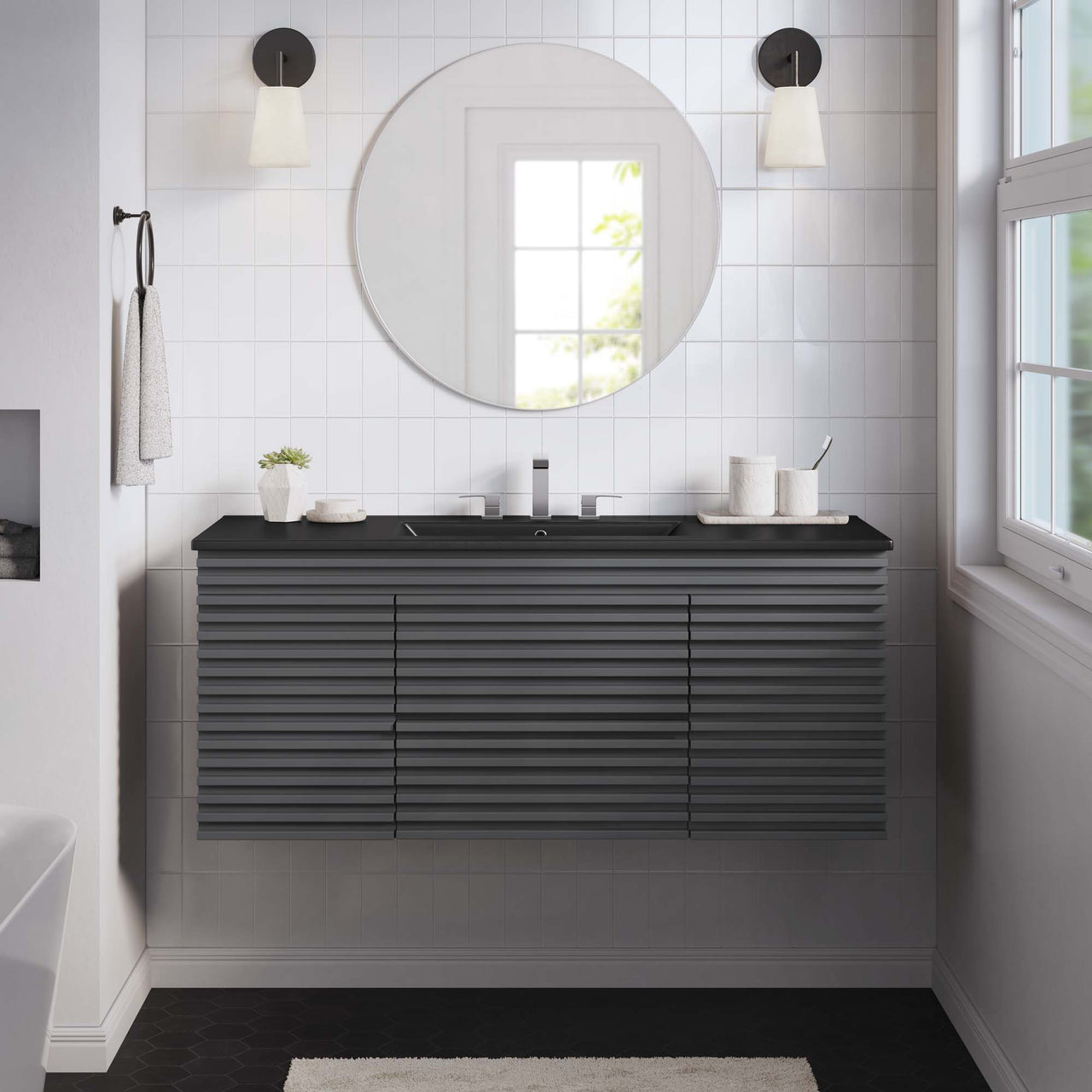 Ventra Floating Vanity Unit, Extra Large, Gray & Black