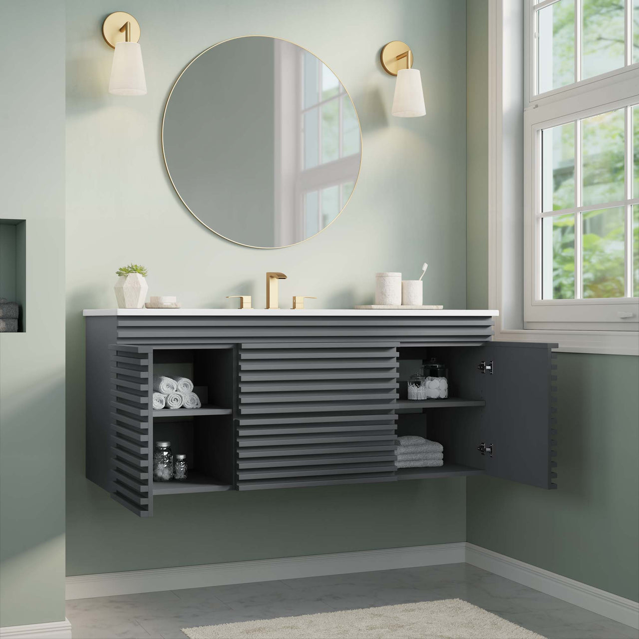 Ventra Floating Vanity Unit, Extra Large, Gray & White