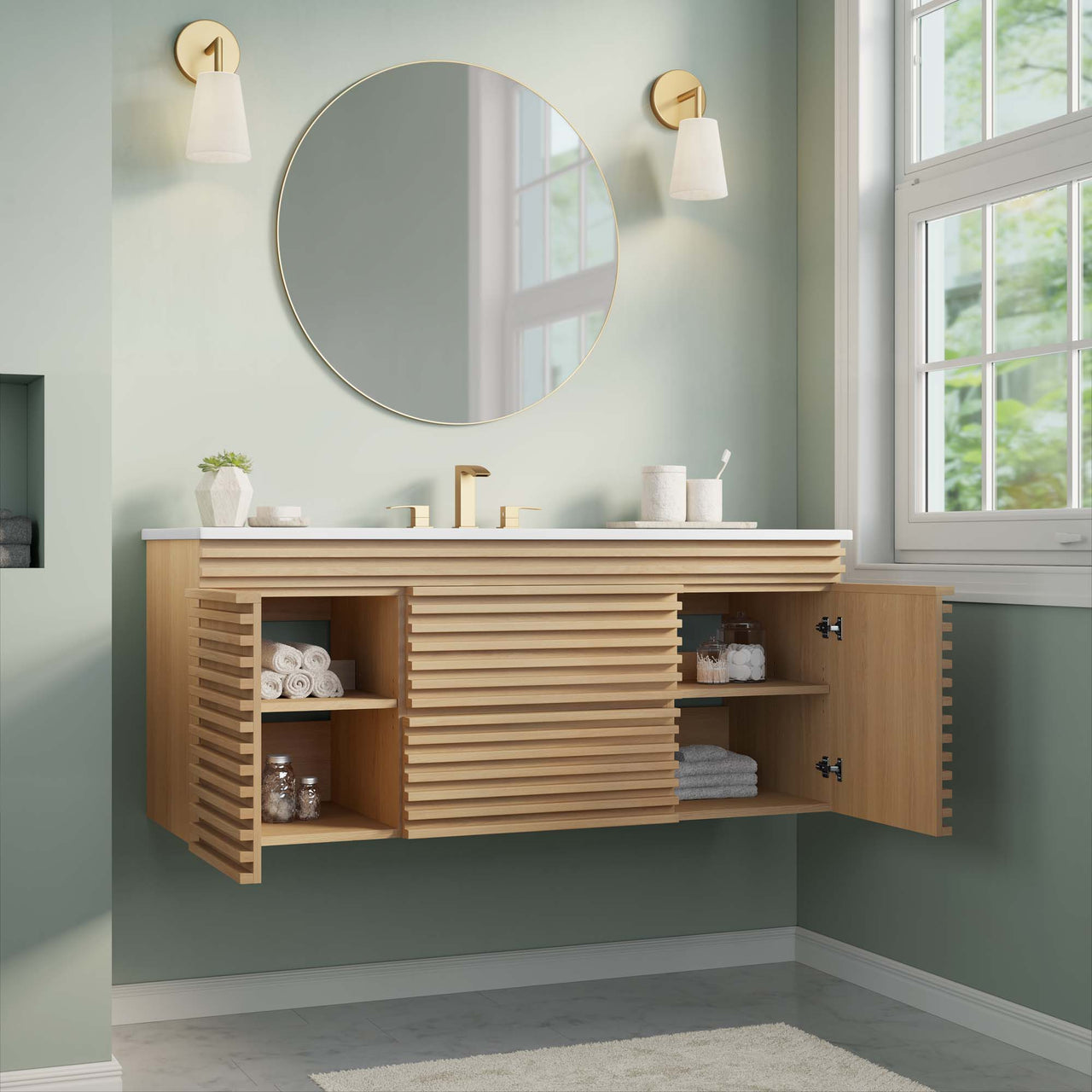 Ventra Floating Vanity Unit, Extra Large, Oak & White