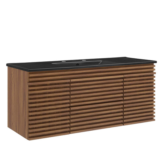 Ventra Floating Vanity Unit, Extra Large, Walnut & Black