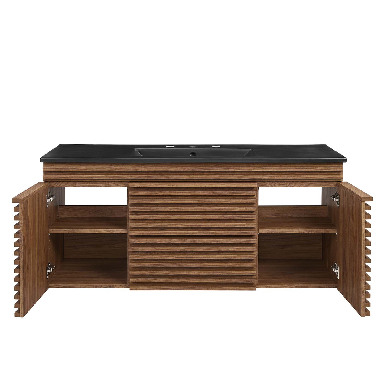 Ventra Floating Vanity Unit, Extra Large, Walnut & Black
