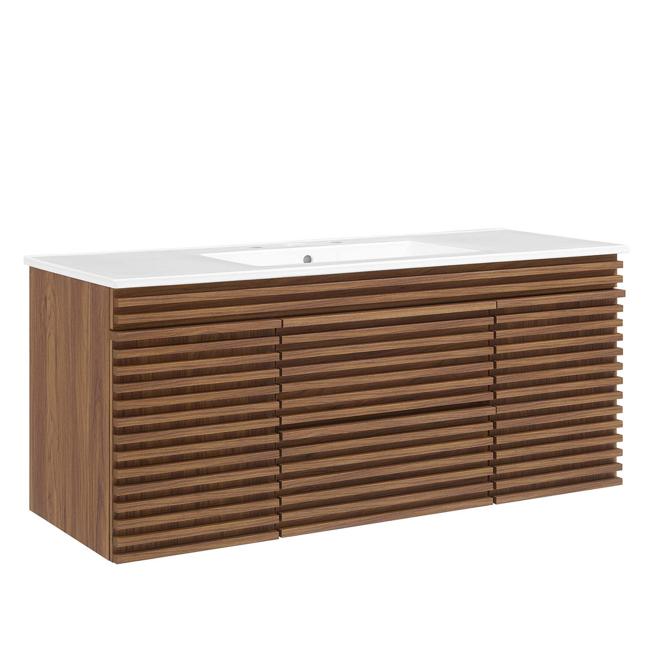 Ventra Floating Vanity Unit, Extra Large, Walnut & White