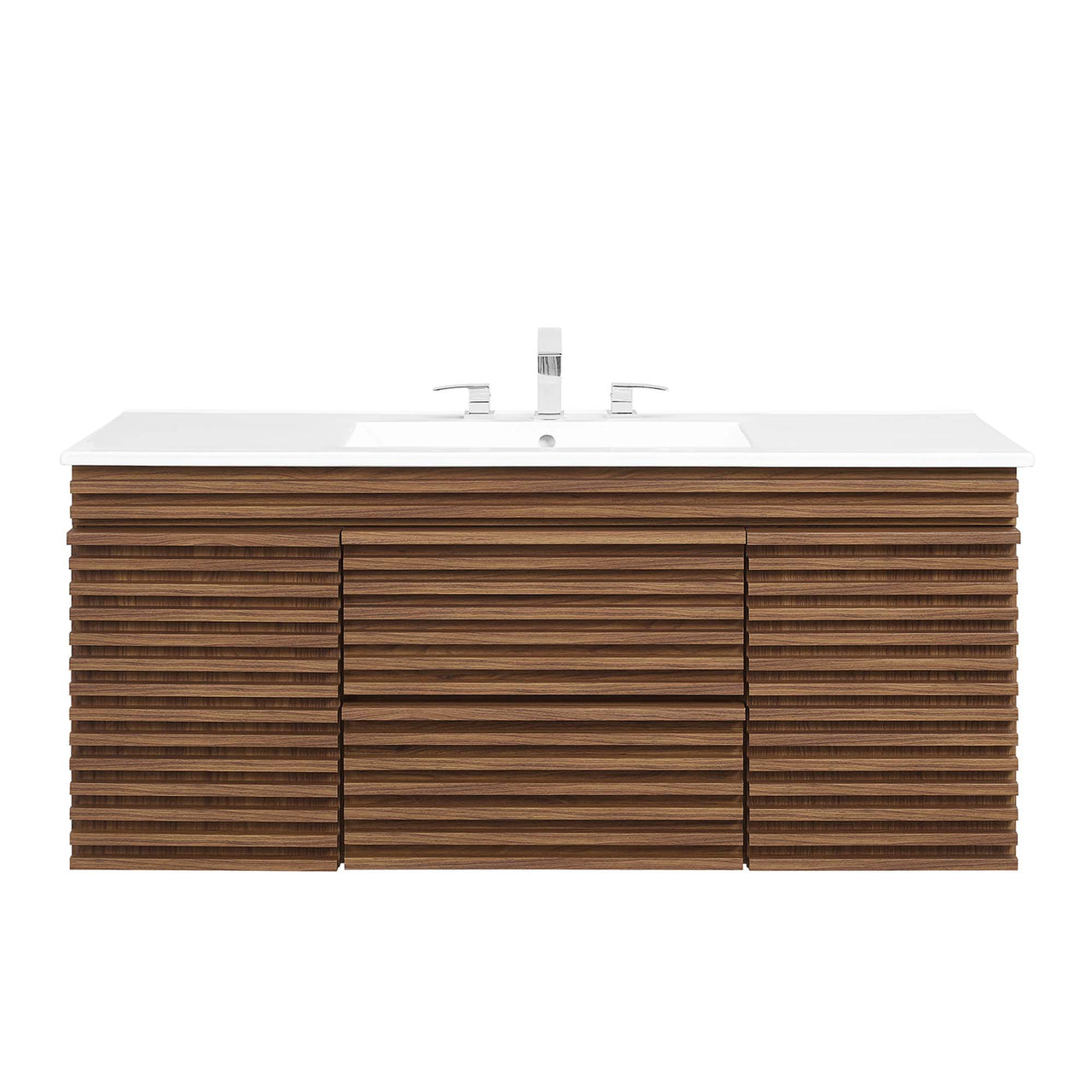 Ventra Floating Vanity Unit, Extra Large, Walnut & White
