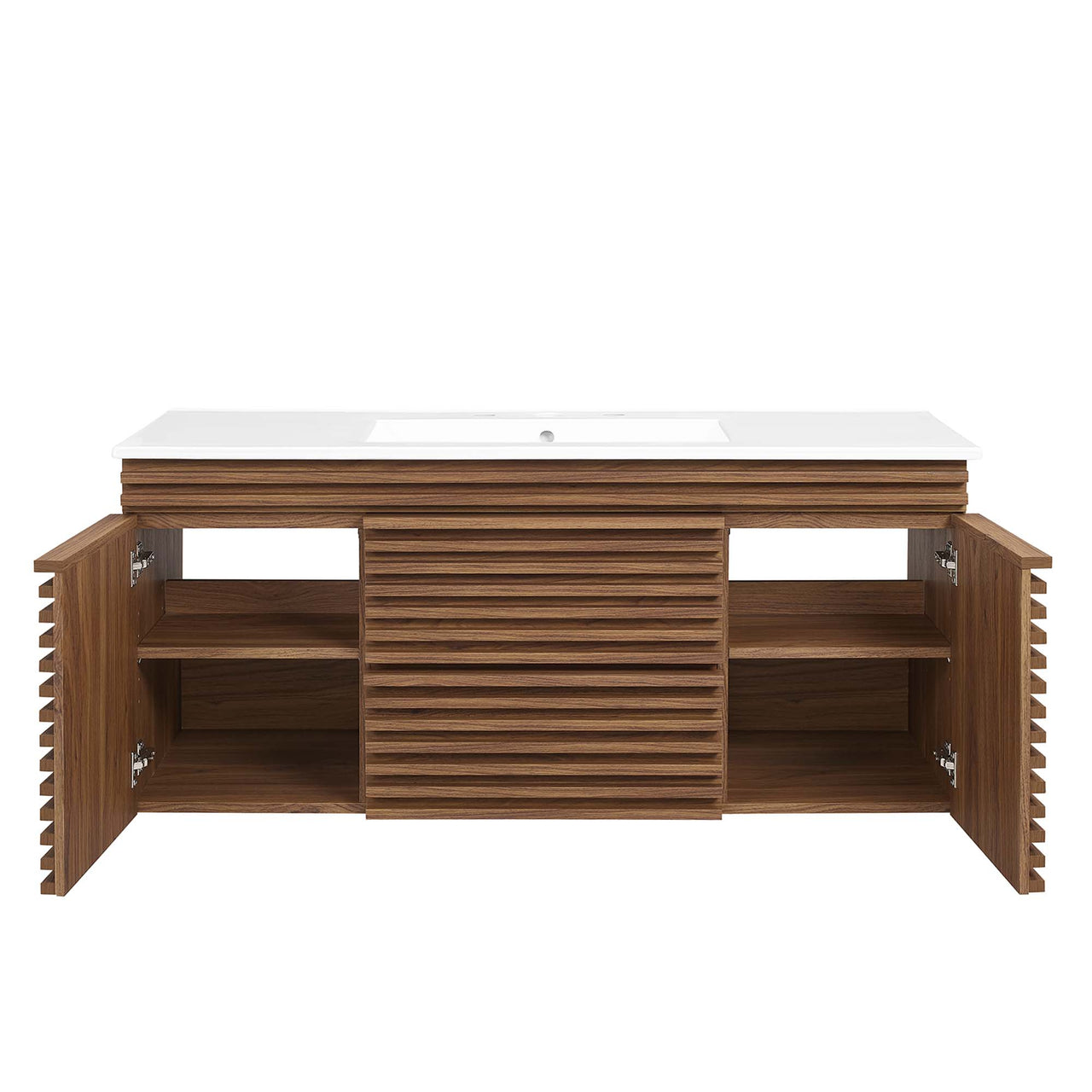 Ventra Floating Vanity Unit, Extra Large, Walnut & White