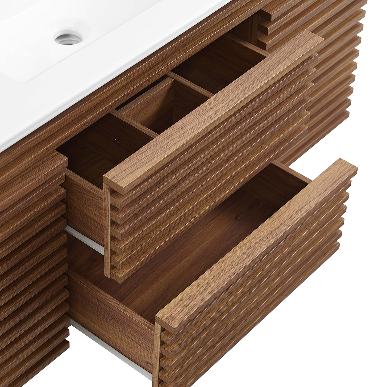 Ventra Floating Vanity Unit, Extra Large, Walnut & White