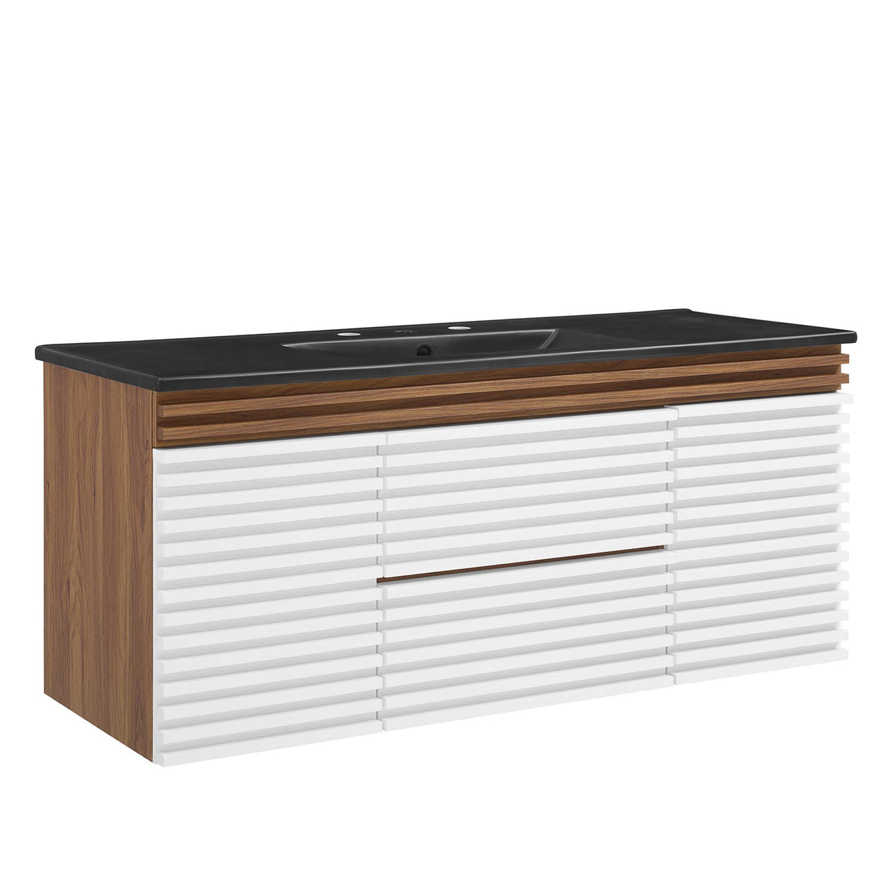 Ventra Floating Vanity Unit, Extra Large, White, Walnut and Black