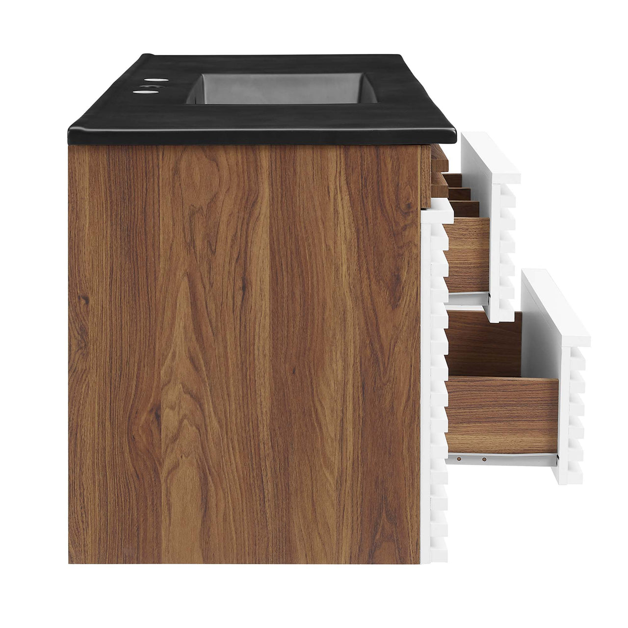 Ventra Floating Vanity Unit, Extra Large, White, Walnut and Black