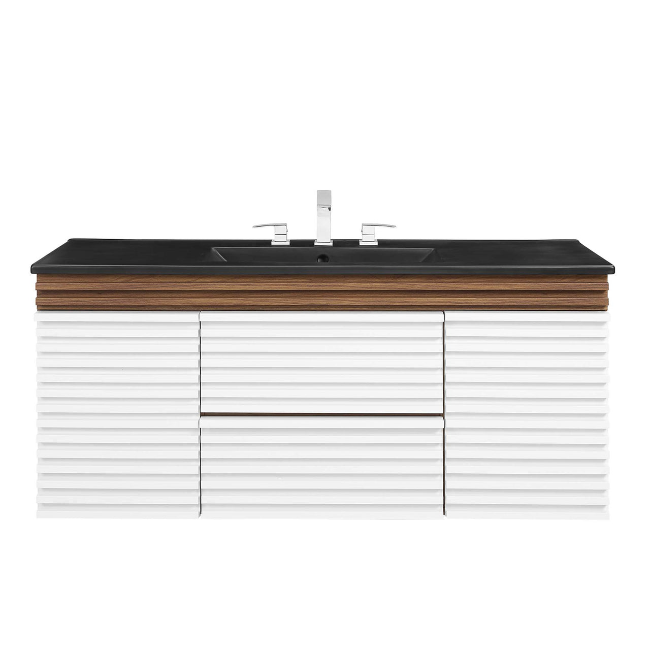 Ventra Floating Vanity Unit, Extra Large, White, Walnut and Black
