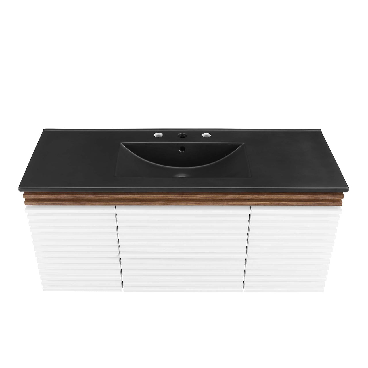 Ventra Floating Vanity Unit, Extra Large, White, Walnut and Black