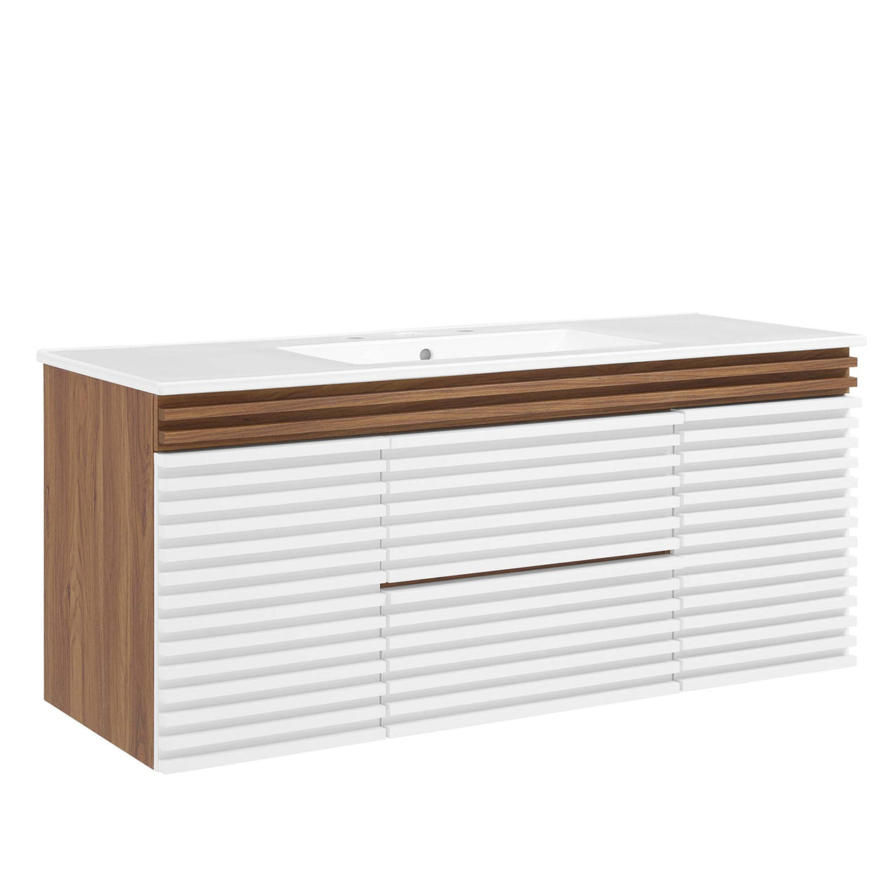 Ventra Floating Vanity Unit, Extra Large, Walnut & White