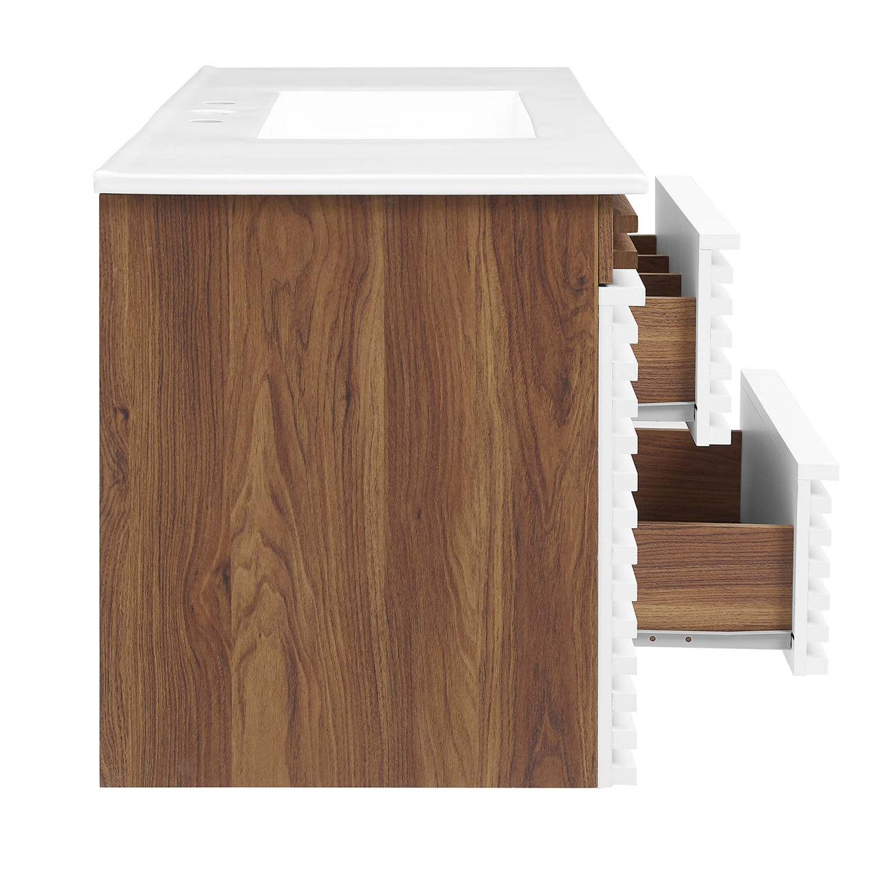 Ventra Floating Vanity Unit, Extra Large, Walnut & White