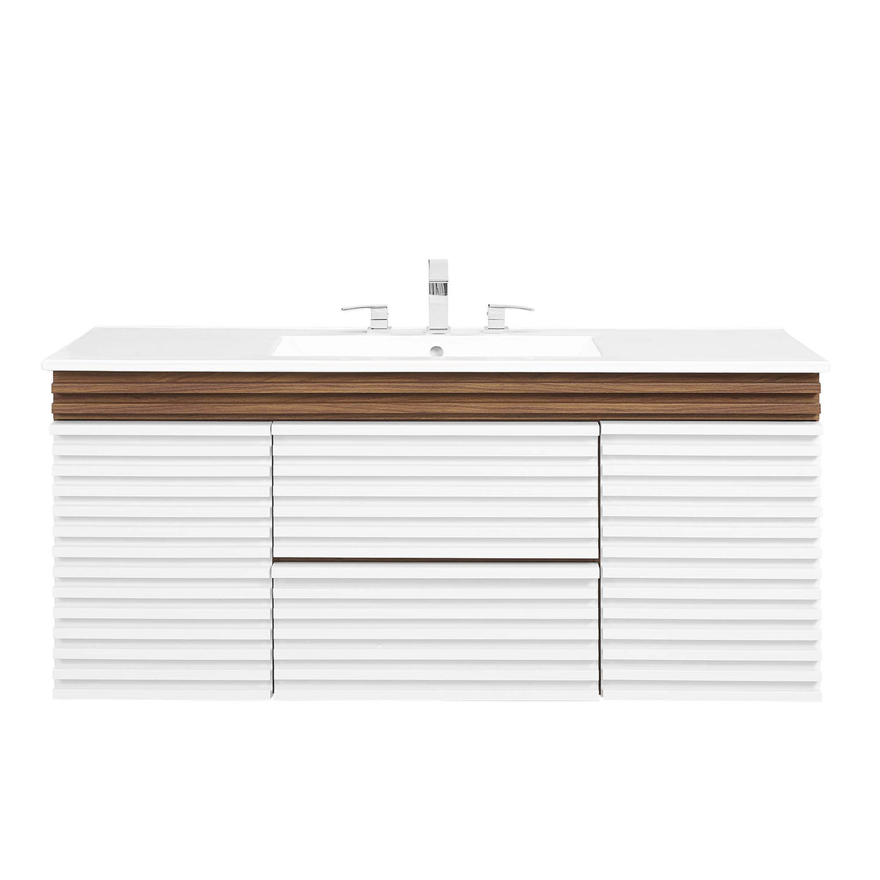 Ventra Floating Vanity Unit, Extra Large, Walnut & White