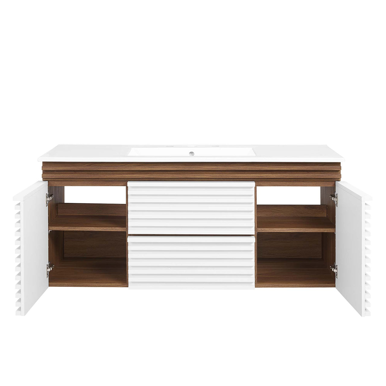 Ventra Floating Vanity Unit, Extra Large, Walnut & White