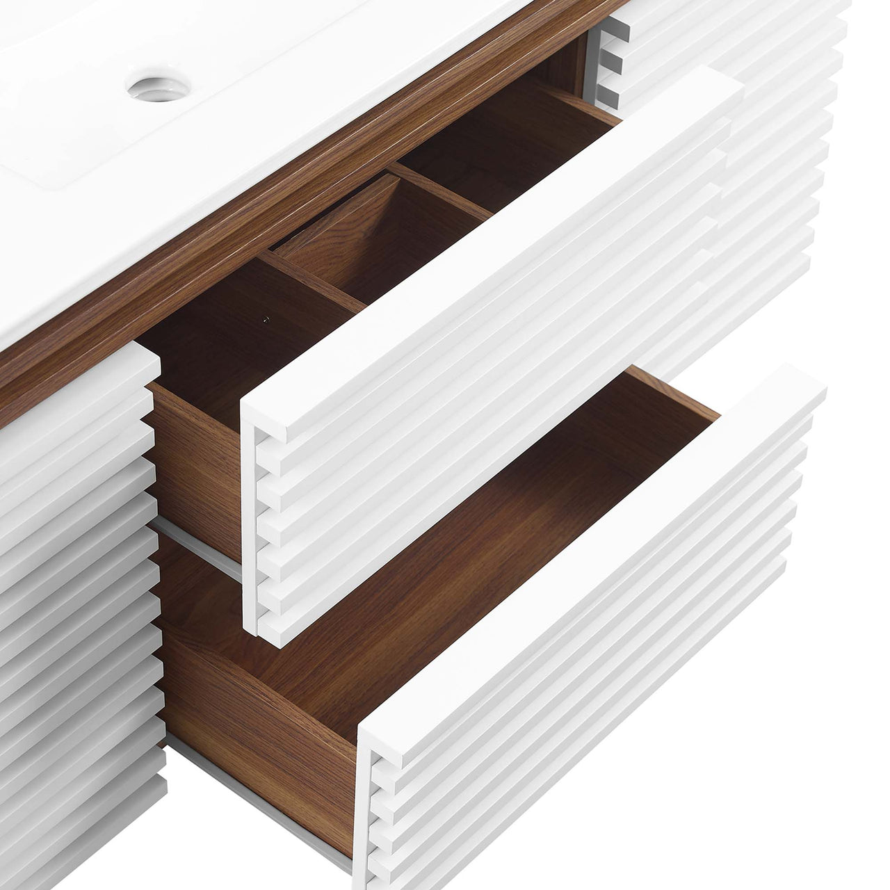 Ventra Floating Vanity Unit, Extra Large, Walnut & White