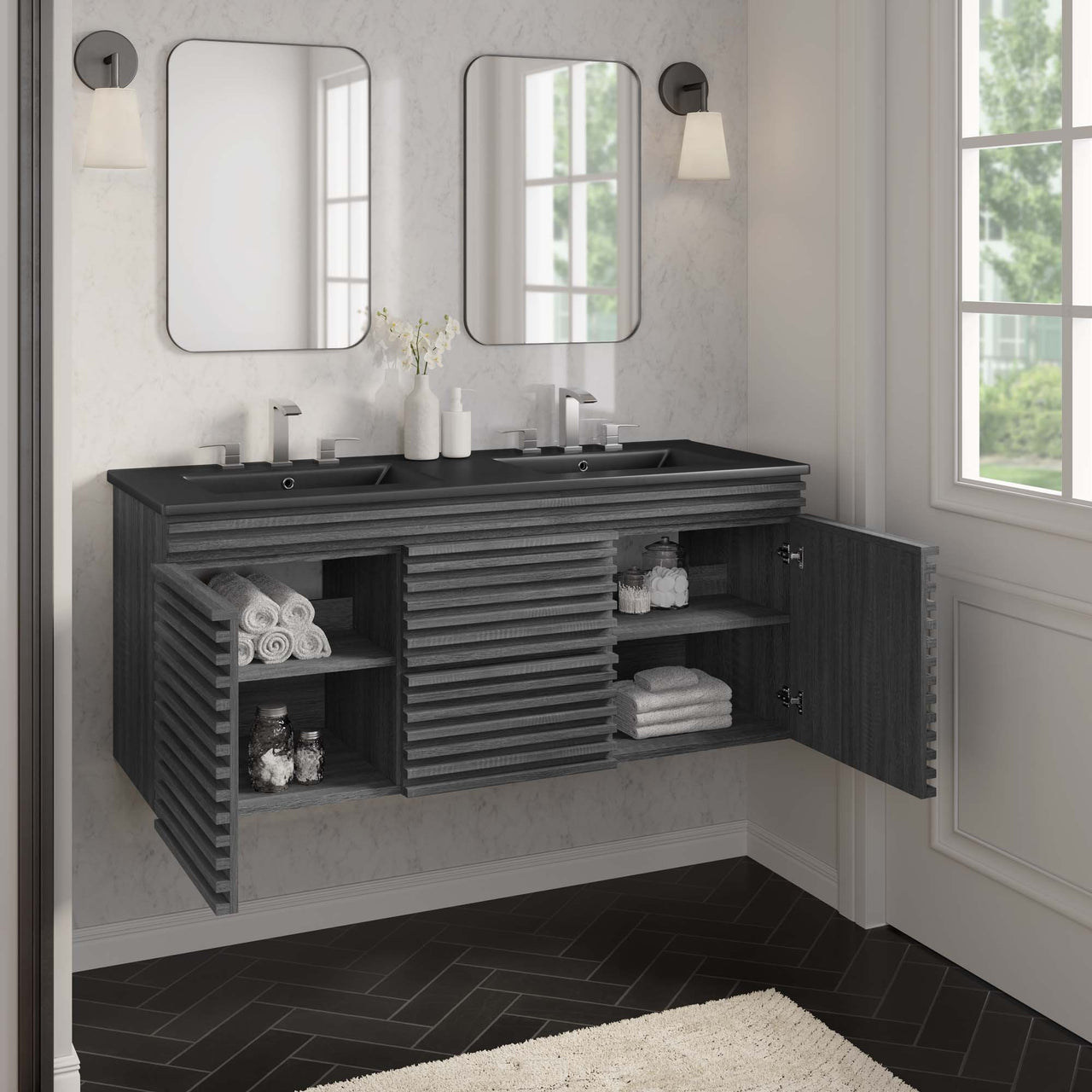 Ventra Floating Vanity Unit, Extra Large, Charcoal & Black