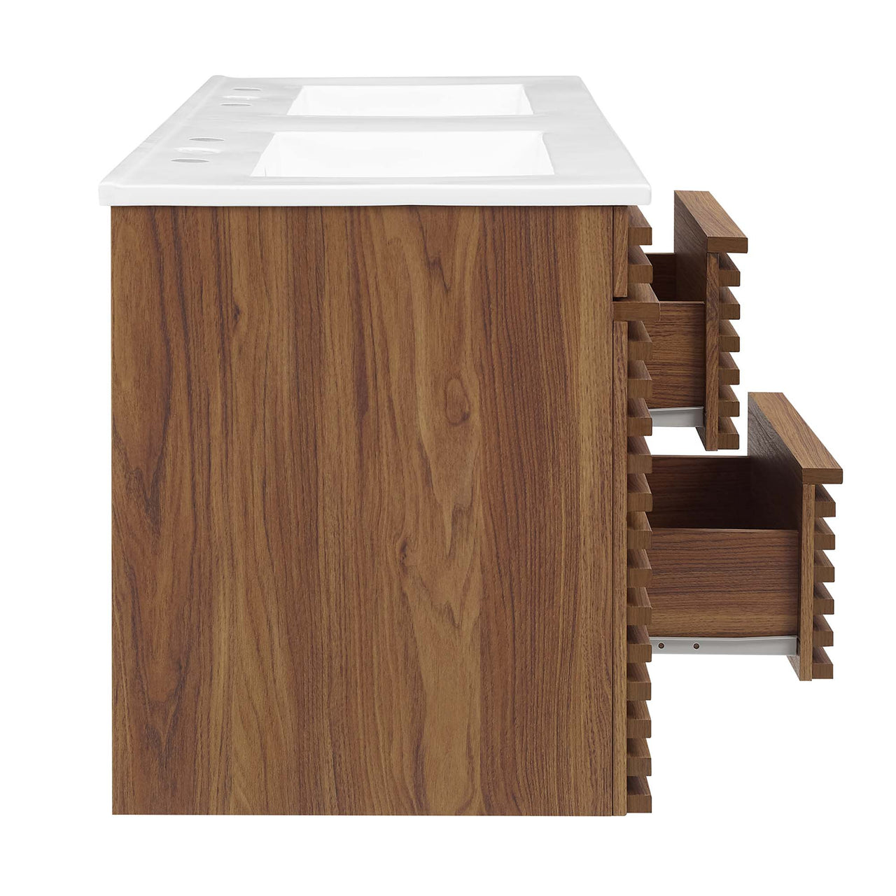 Ventra Floating Vanity Unit, Extra Large, Walnut & White