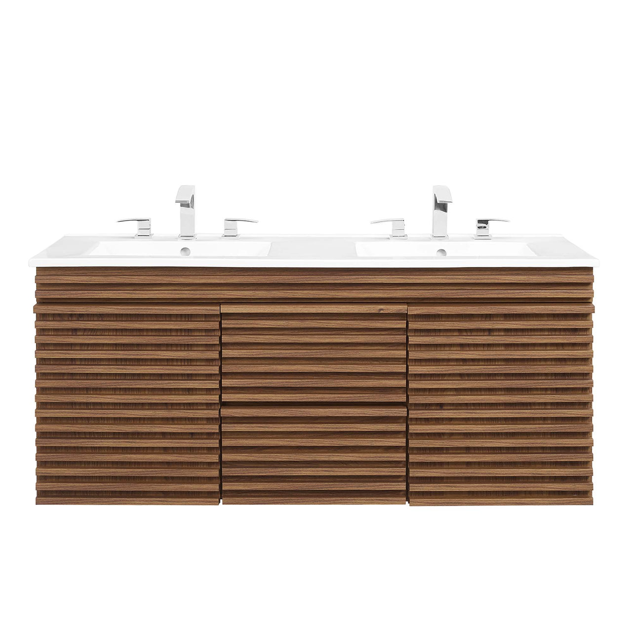 Ventra Floating Vanity Unit, Extra Large, Walnut & White