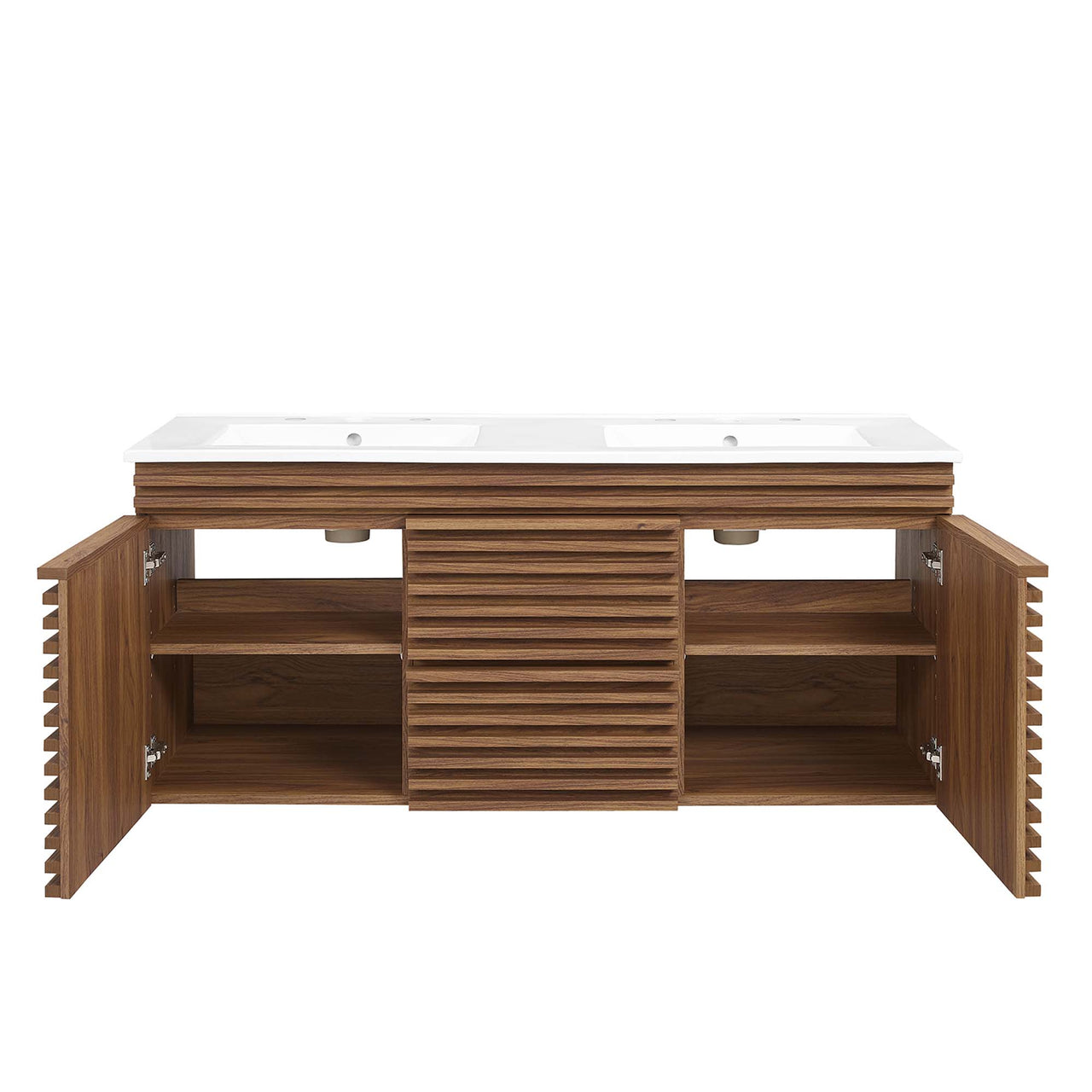 Ventra Floating Vanity Unit, Extra Large, Walnut & White