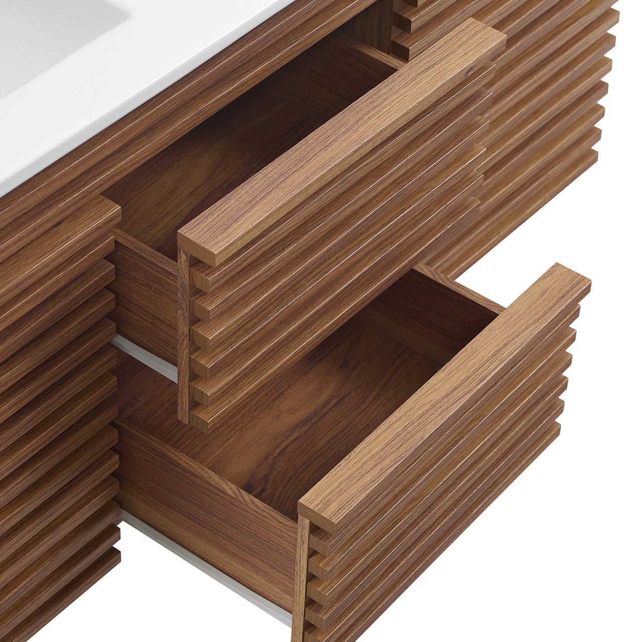 Ventra Floating Vanity Unit, Extra Large, Walnut & White