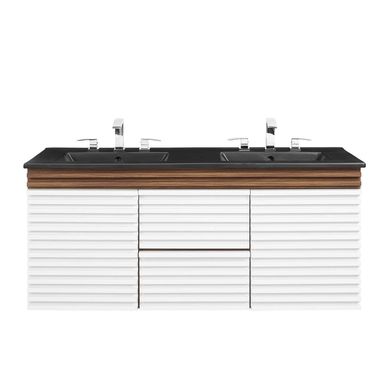 Ventra Floating Vanity Unit, Extra Large, White, Walnut and Black