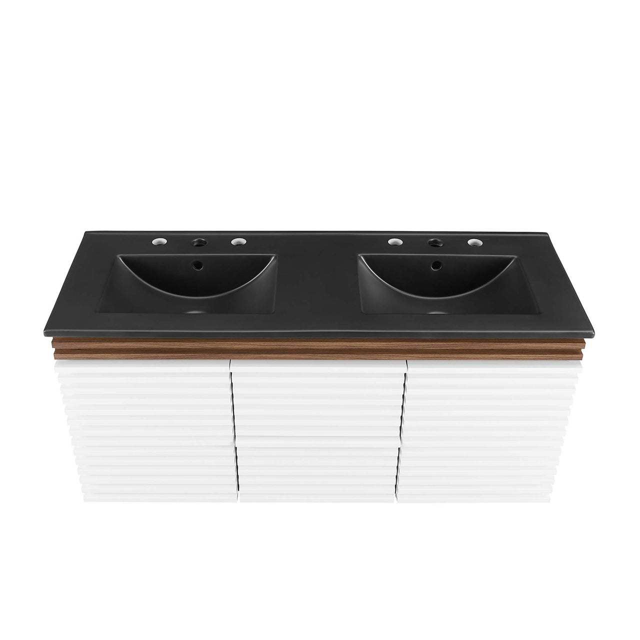 Ventra Floating Vanity Unit, Extra Large, White, Walnut and Black