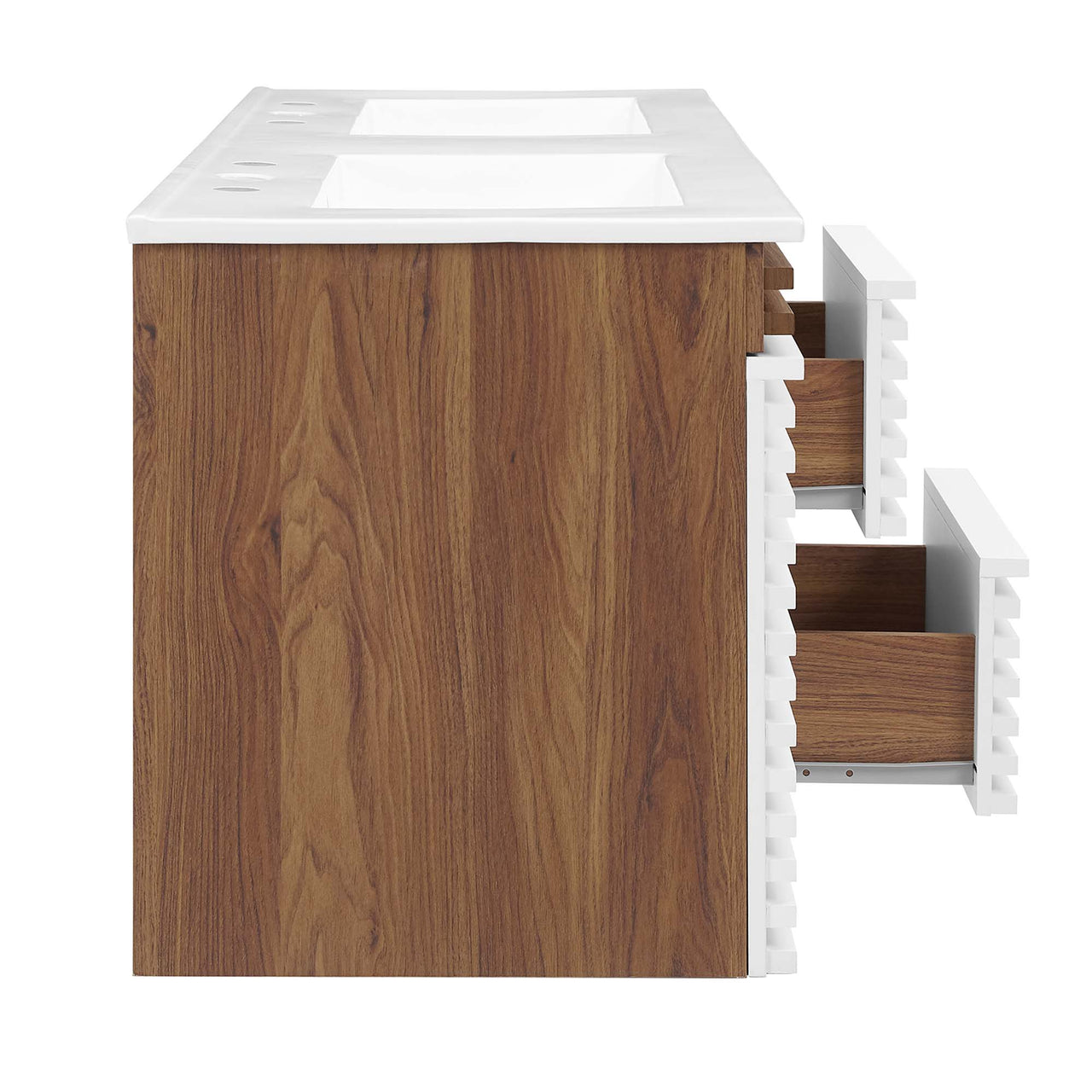 Ventra Floating Vanity Unit, Extra Large, Walnut & White