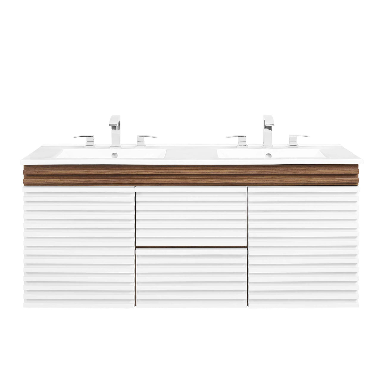 Ventra Floating Vanity Unit, Extra Large, Walnut & White