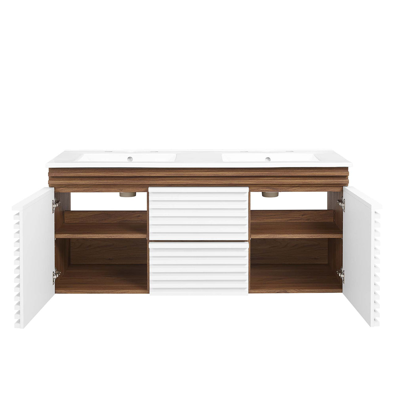 Ventra Floating Vanity Unit, Extra Large, Walnut & White