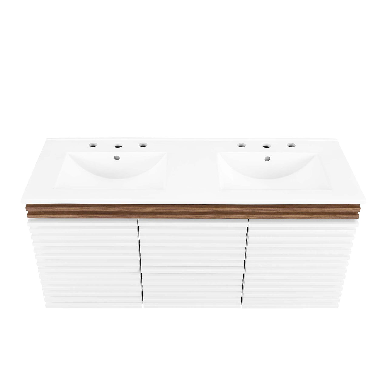 Ventra Floating Vanity Unit, Extra Large, Walnut & White