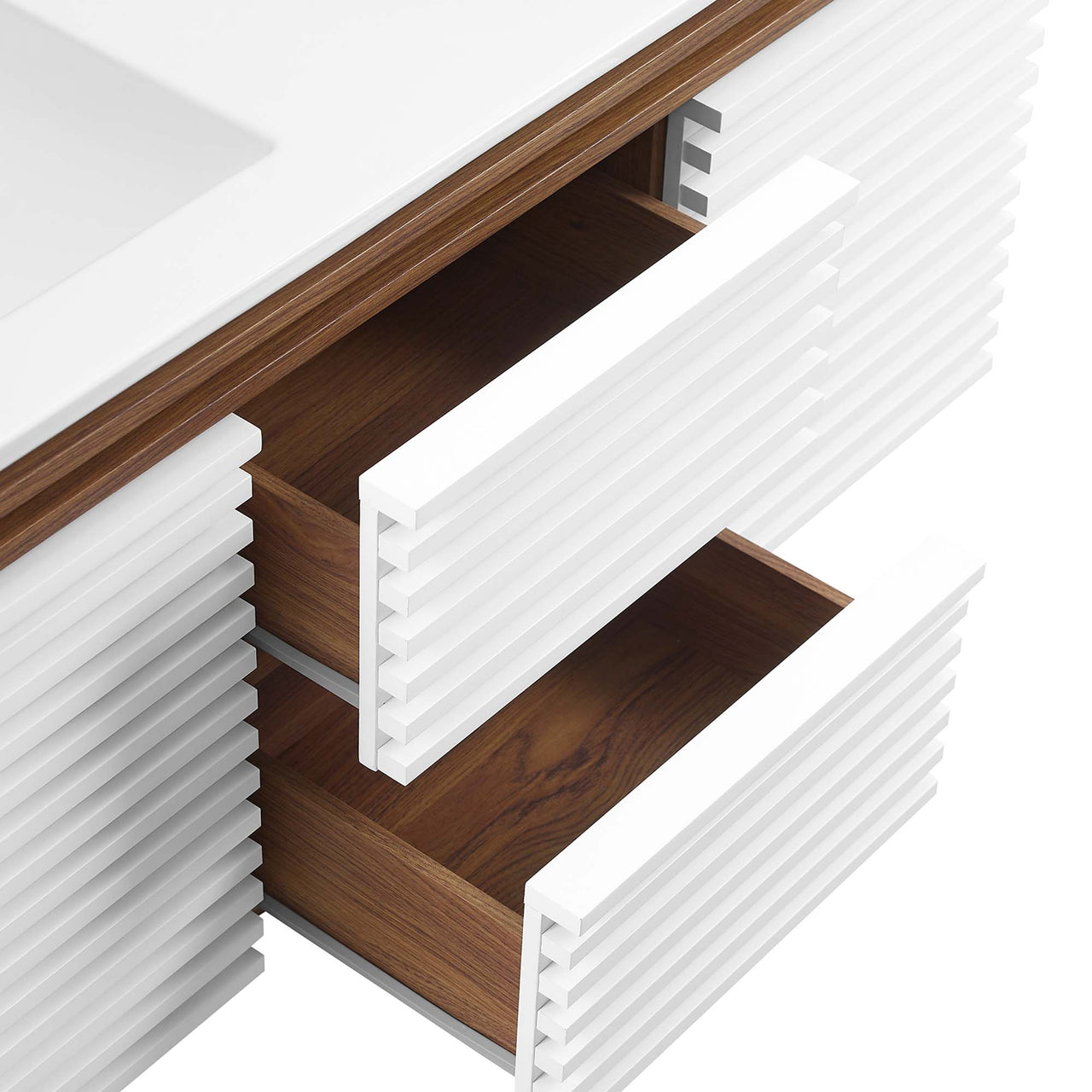 Ventra Floating Vanity Unit, Extra Large, Walnut & White