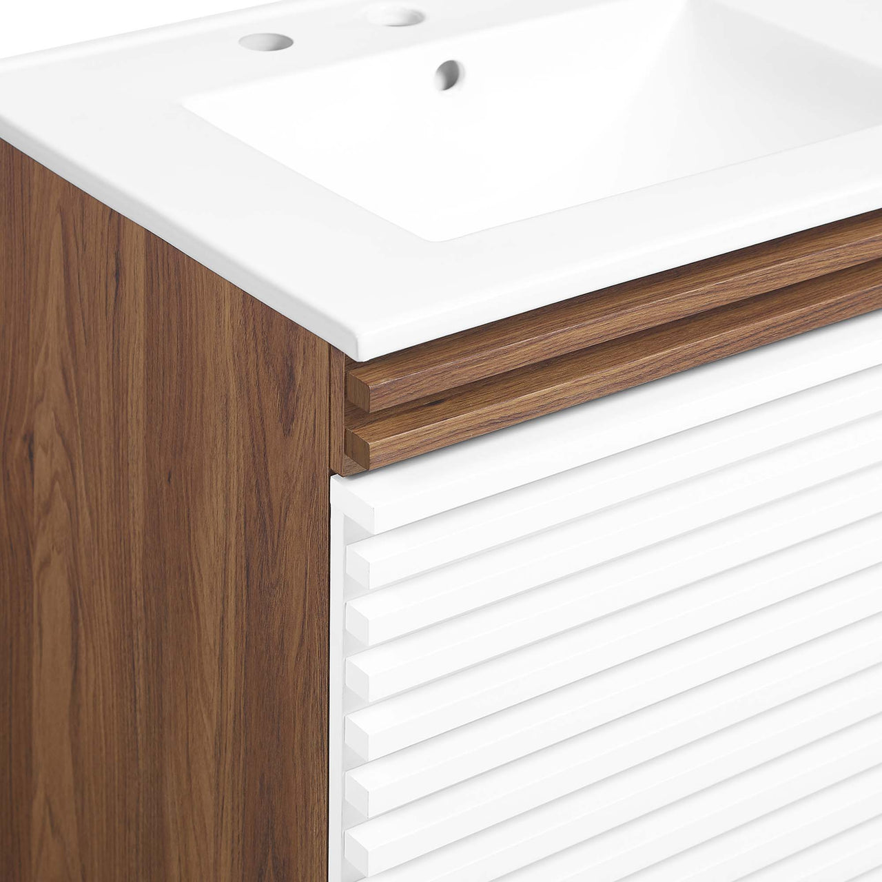 Ventra Floating Vanity Unit, Extra Large, Walnut & White