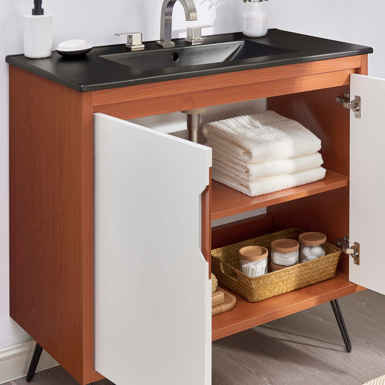 Starfire Vanity Unit, Large, Coral & Black