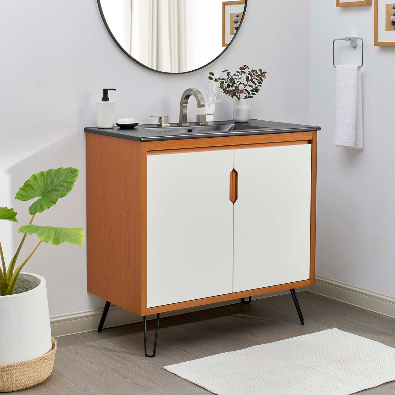 Starfire Vanity Unit, Large, Coral & Black